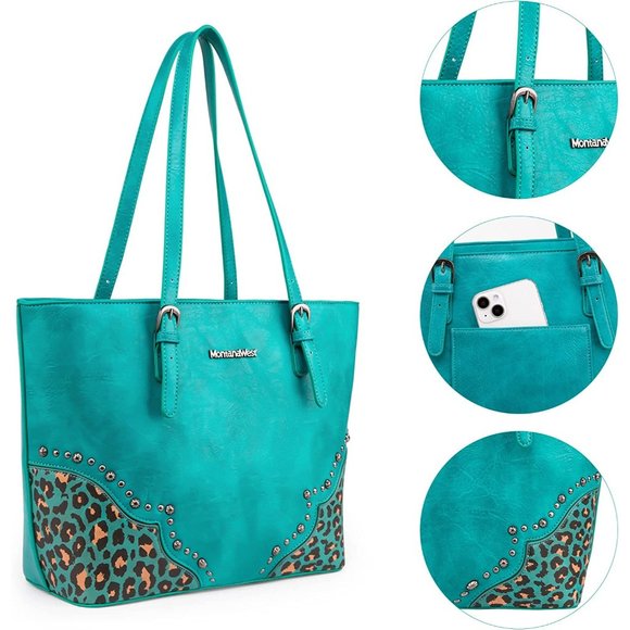 Fashion 3 pcs Handbag Set Leopard Print Tote Large Shoulder Bag Vegan Le… - Picture 5 of 12